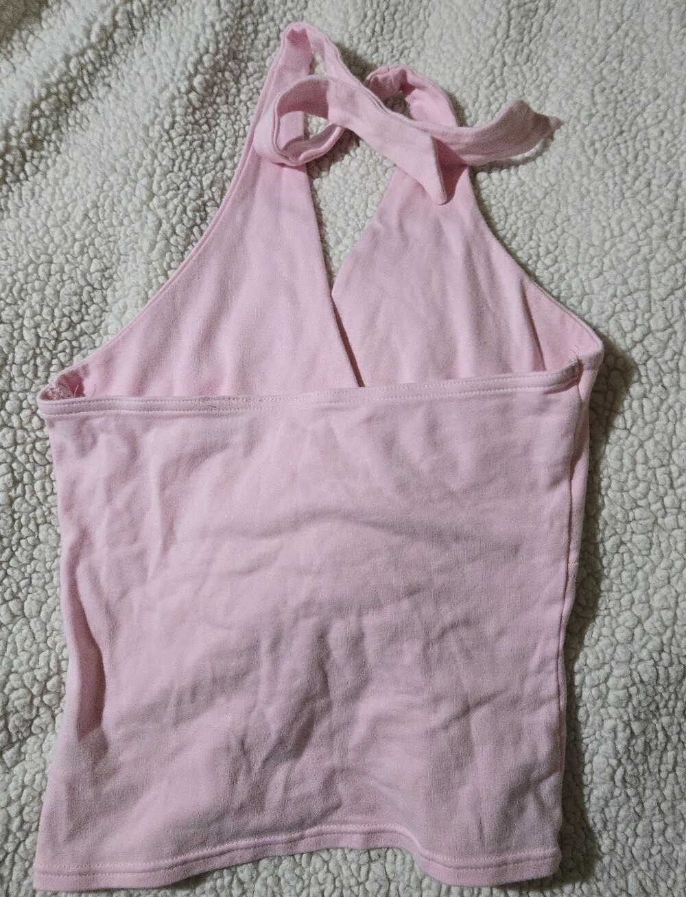 Energie Y2k Women's Baddie Light Pink Halter Crop Top Cross Over Bust Medium - Picture 2 of 6